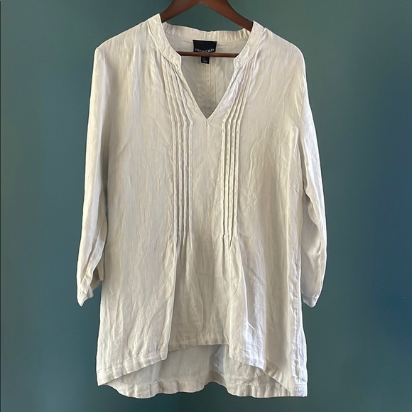 Soft gray linen tunic  V-Neck - Picture 1 of 3